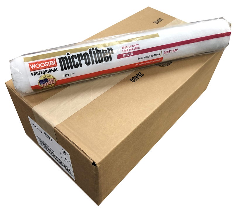 Wooster Brush R524 18 inch Microfiber 9/16 inch Nap Paint Roller - Pack of 6